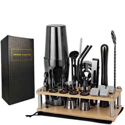 8-Piece Matte Black Cocktail Shaker & Bar Tool Set