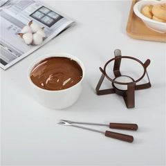Ceramic Chocolate Fondue Set with Forks