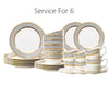 White Stoneware Dinnerware Set with Gold Trim – Handmade Style Tableware