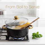 12-Piece Granite Cookware Set with Gold Handles