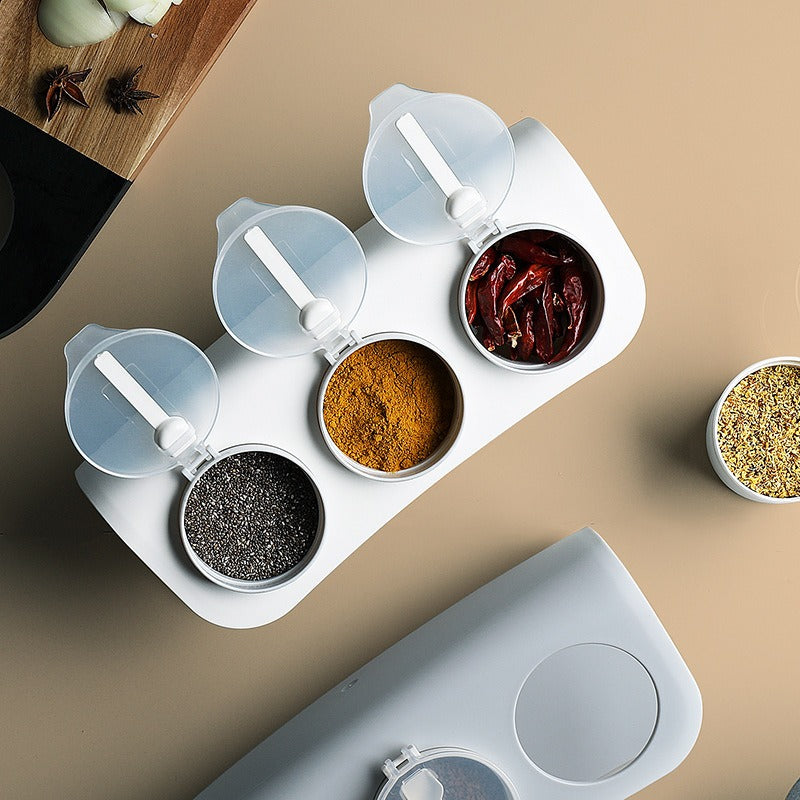 3-Compartment Spice Box with Spoons