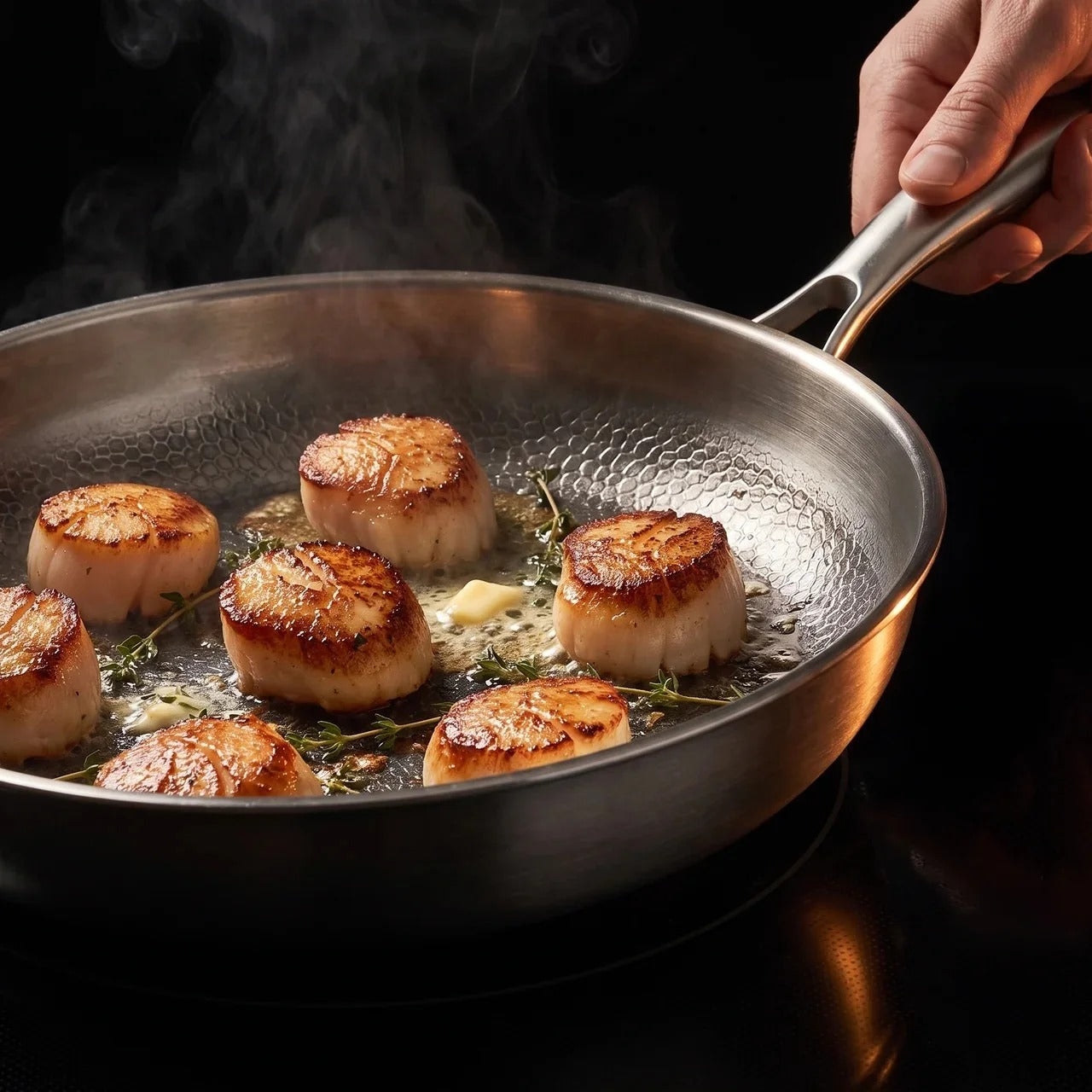 Premium Uncoated Titanium Alloy Steak Pan Non-Stick Skillet for Frying, Searing & Everyday Cooking
