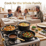 12-Piece Granite Cookware Set with Gold Handles